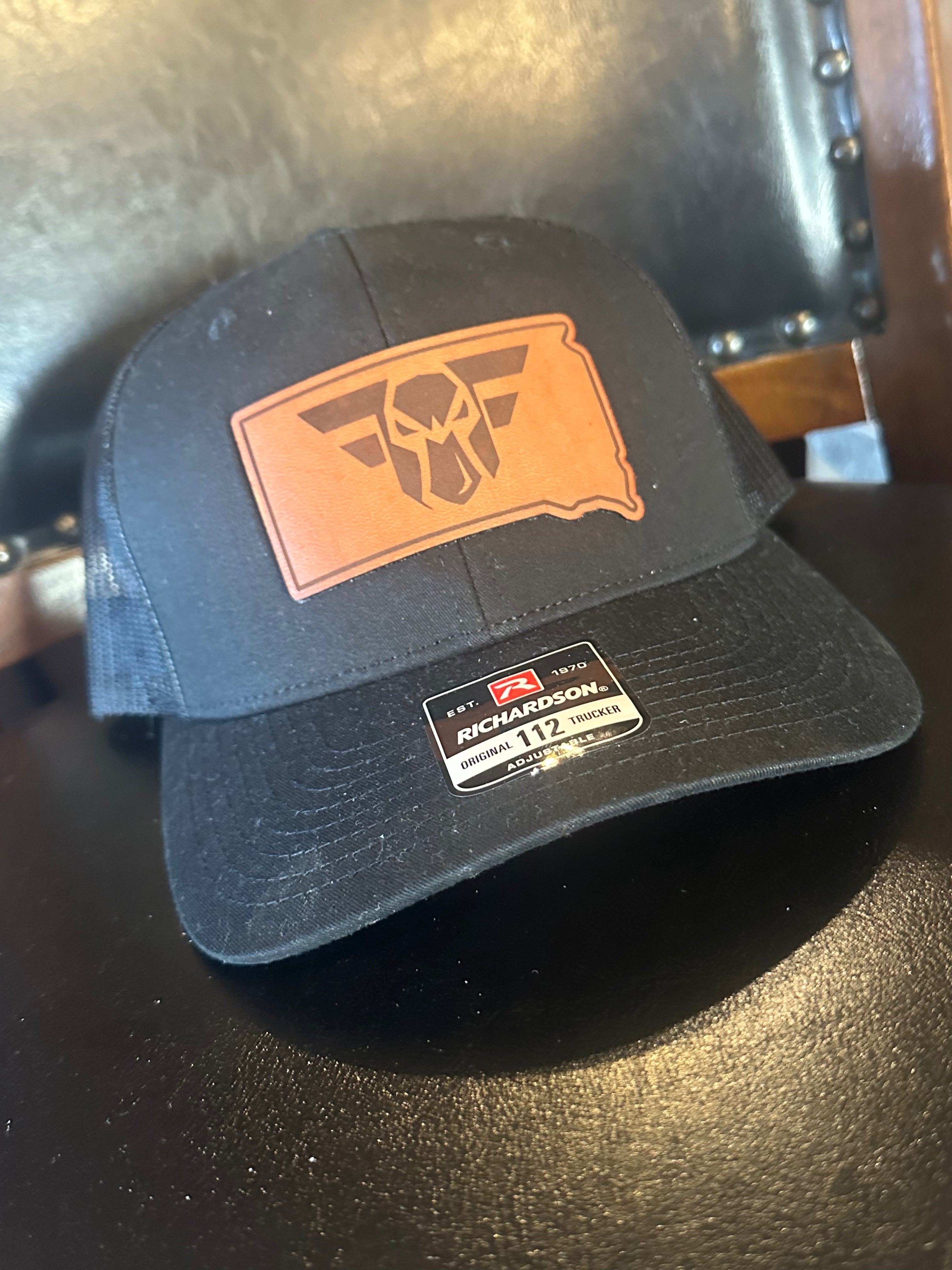 Black South Dakota Leather patch Hat