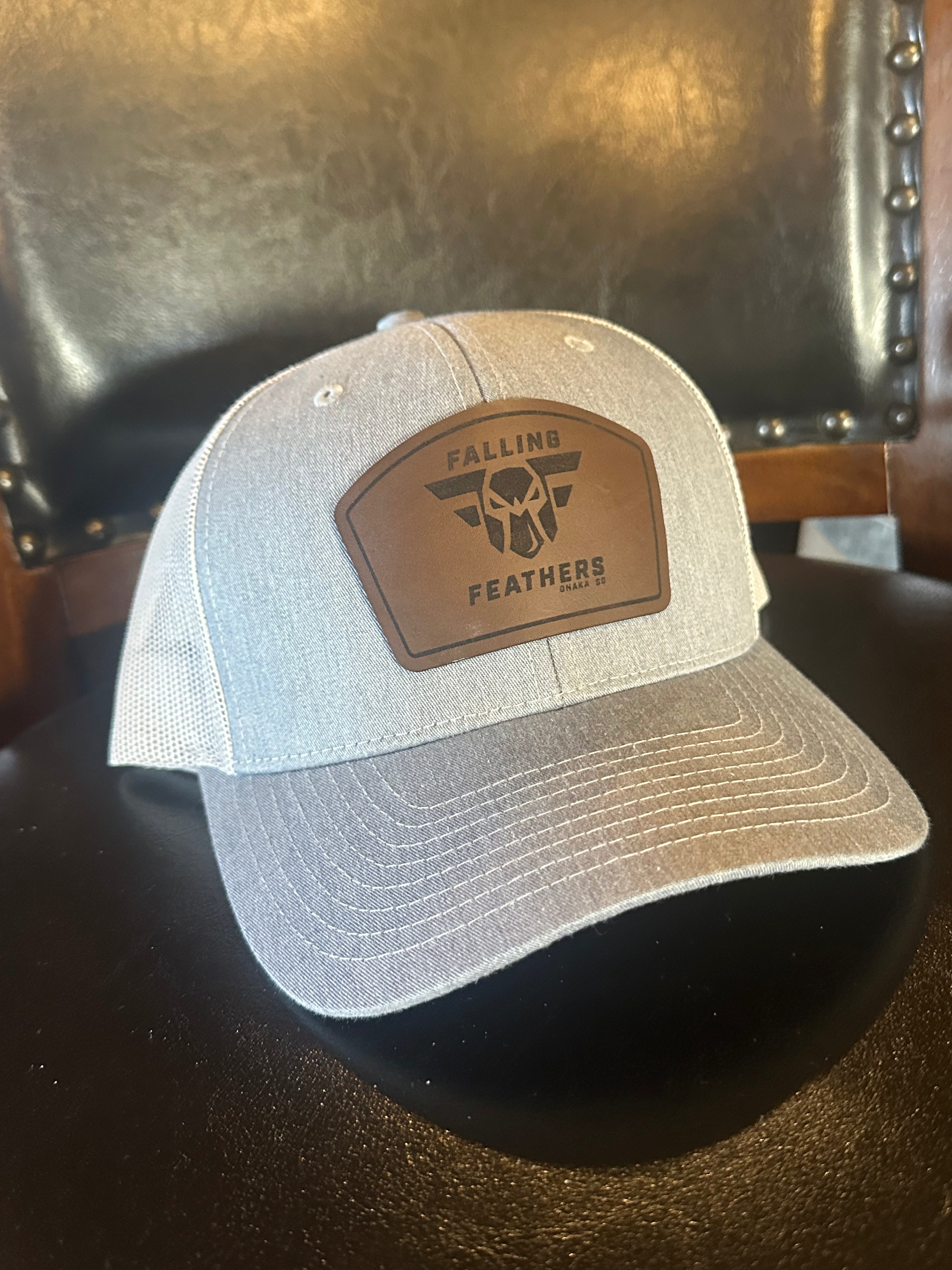 Hetaher Gray leather patch hat